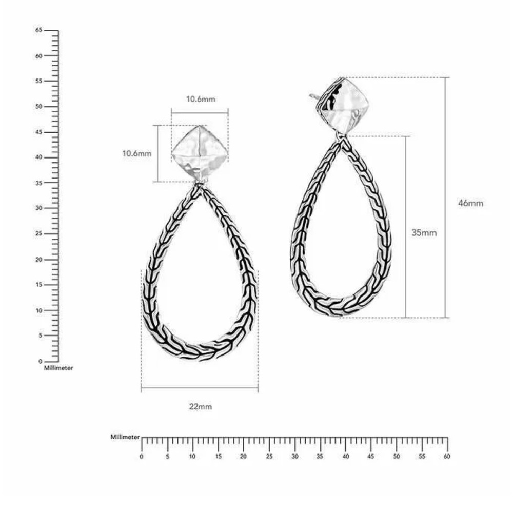 John Hardy Silver Teardrop Earrings - Picture 2 of 11